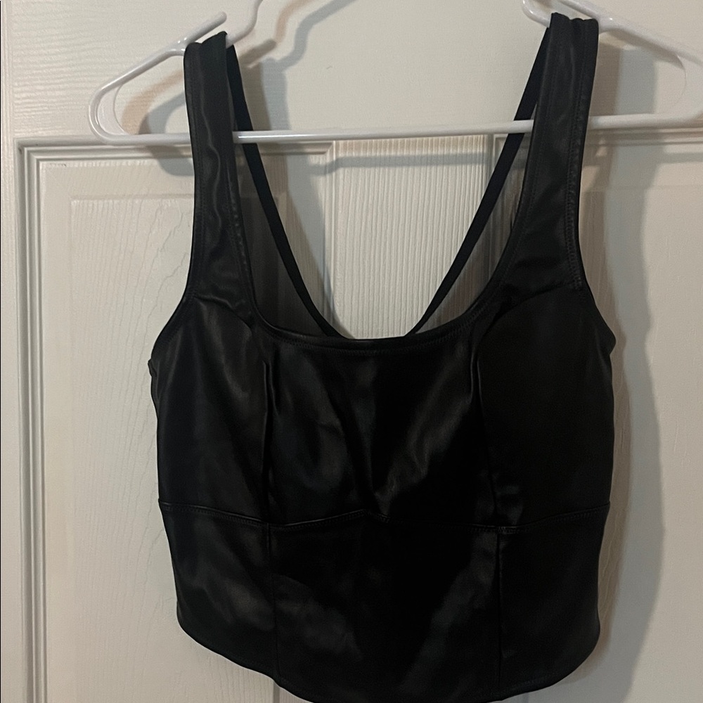 Colsie Black Women's  Faux leather Tank